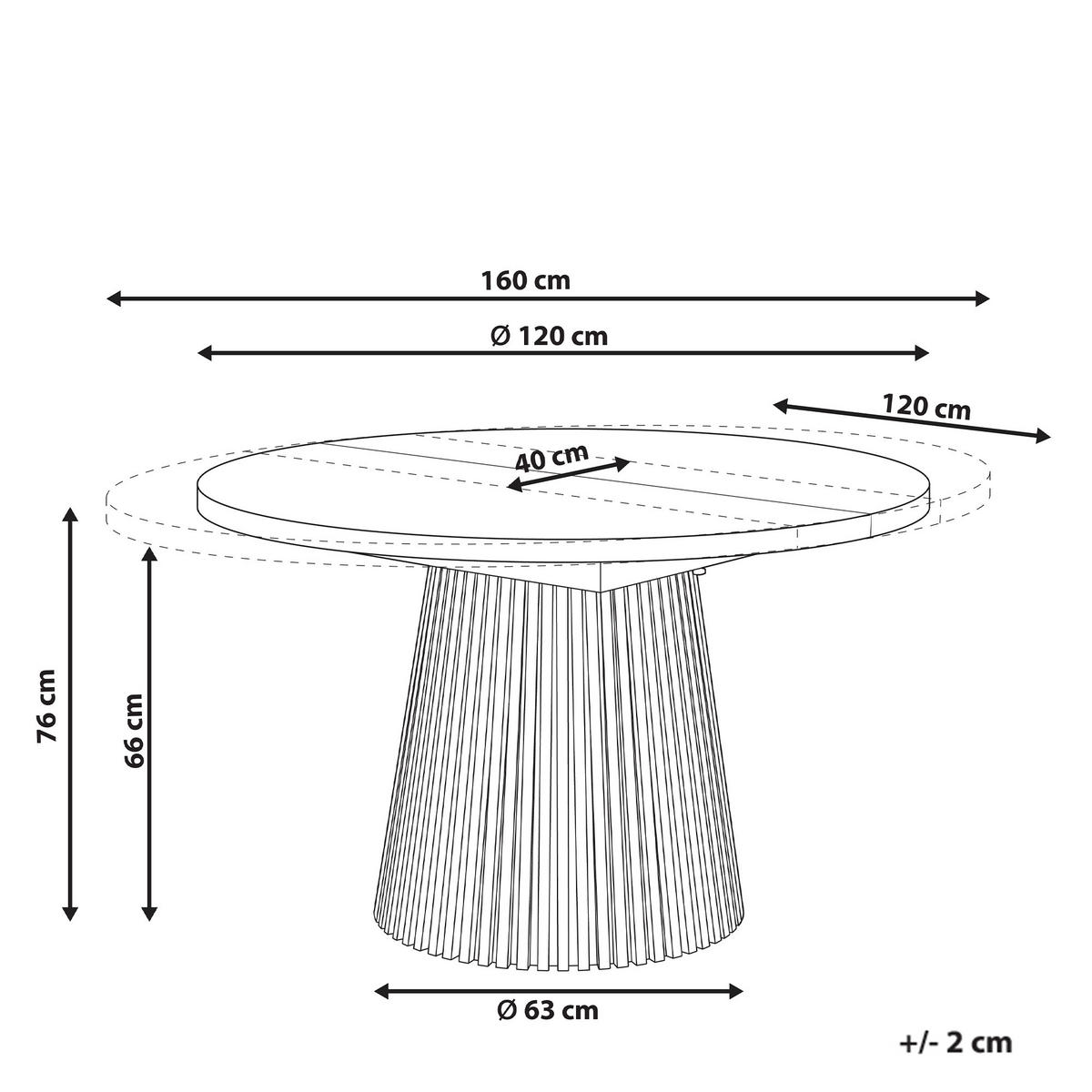 JÍDELNÍ STŮL vysunovací Světlý Jasan 120-160/120 cm Moore - hnědá, kompozitní dřevo (120/120/76cm) - Beliani