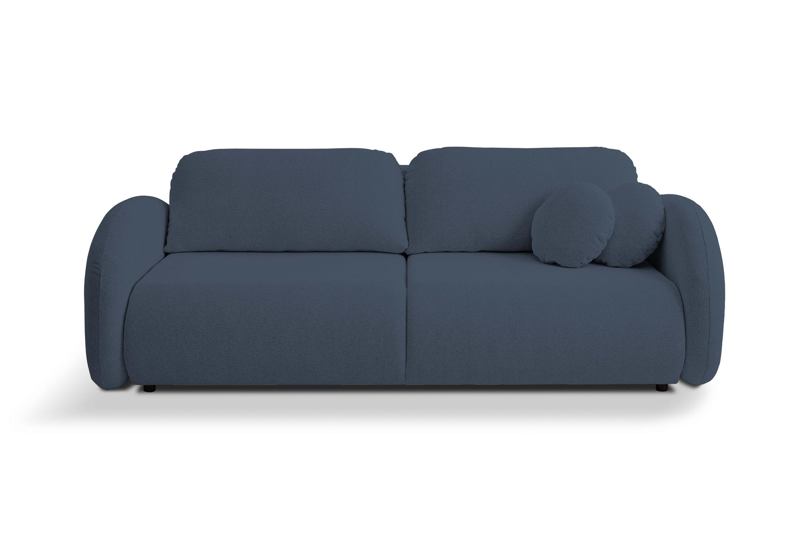 SOFA LOOP Schlaffunktion & Bettkasten PUR-Schaum Schwarze Kunststofffüße skandinavischer Stil lose Rückenkissen freistehend 234x112x86 cm Dark blue - Dunkelblau, Holz/Textil (234/86/112cm) - DomoHome