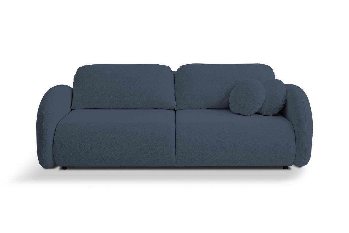 SOFA LOOP Schlaffunktion & Bettkasten PUR-Schaum Schwarze Kunststofffüße skandinavischer Stil lose Rückenkissen freistehend 234x112x86 cm Dark blue - Dunkelblau, Holz/Textil (234/86/112cm) - DomoHome