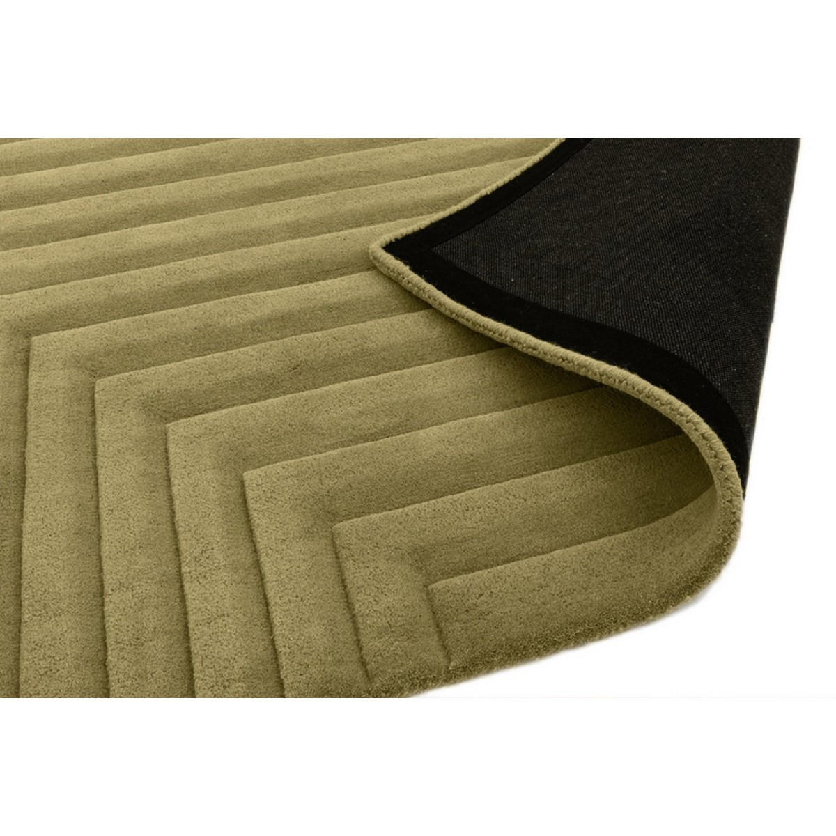 TEPPICH Einfarbiger aus reiner Wolle, handgetuftet, Reliefmuster SQUARE Grün 120 x 170 cm - Grün, Naturmaterialien (120/170cm) - Novatrend