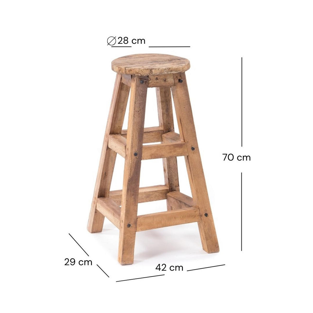 BARHOCKER Jack Mahagoni Massivholz naturfarben - Naturfarben, Holz (40/70/40cm) - DESIGN DELIGHTS