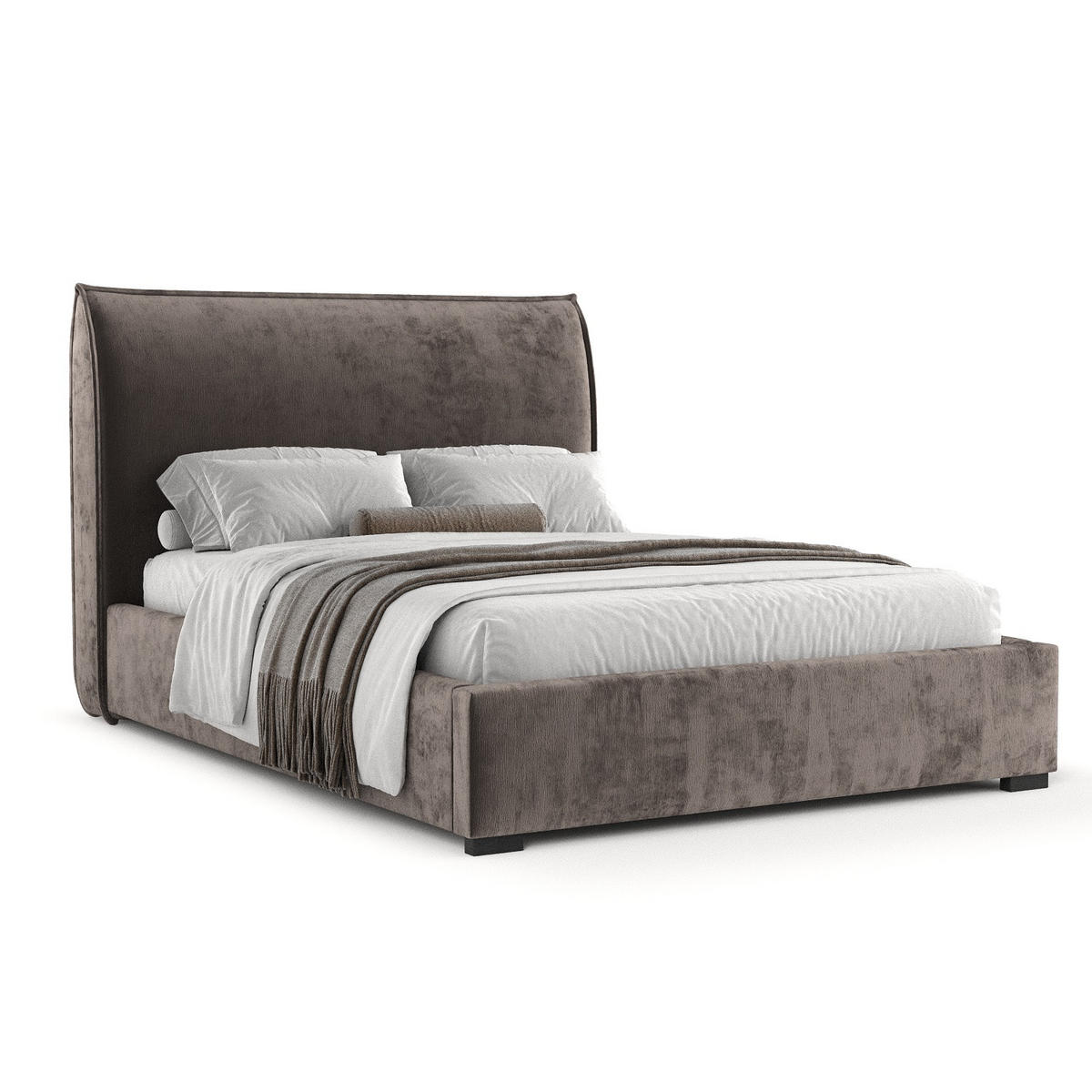 POLSTERBETT Como Braun 140/200 cm im Chenille-Stoff - Schwarz/Naturfarben, Holz/Holzwerkstoff (140/200cm) - Maison de Reve