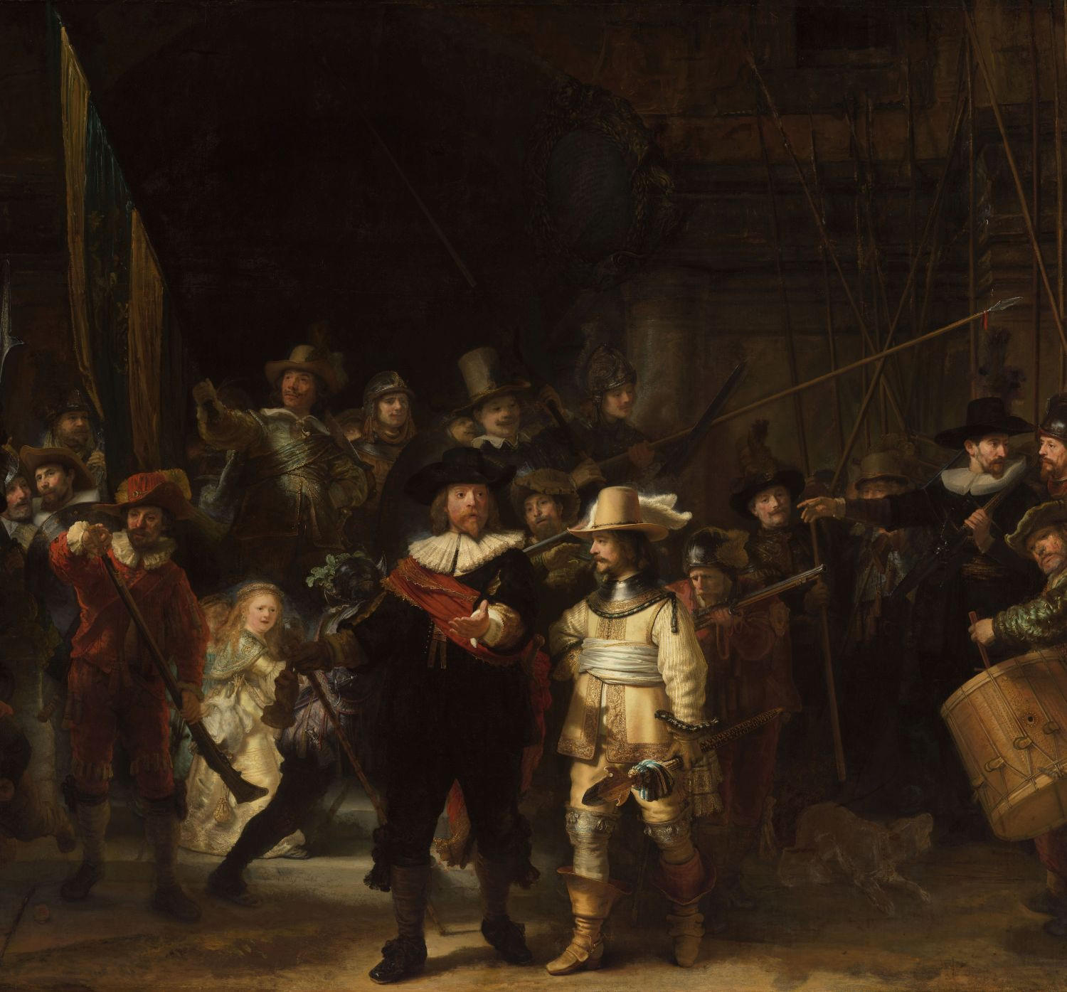 FOTOTAPETE Die Nachtwache von Rembrandt van Rijn 300 x 279 cm - Braun, Papier (300/279cm) - Sanders & Sanders