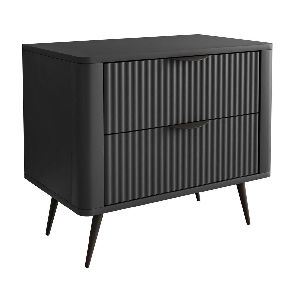 NACHTTISCH SCARLETT 2S MIT SCHUBLADEN SCHWARZ - Schwarz, Holzwerkstoff (63/55/38cm) - Lookway