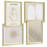 BILDER SET 4er Set - 50x50 cm & 40x60 cm Goldrahmen - Minimalistische Sandwellen - Goldfarben, Kunststoff (50/50cm) - TULUP