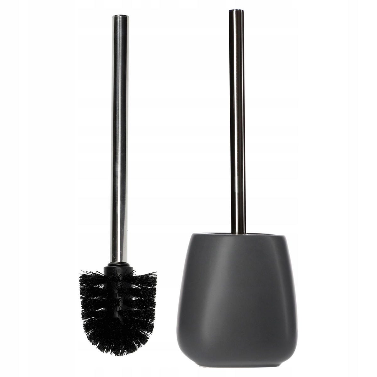 TOILETTENBÜRSTE mit Behälter, 36 cm, grau - Grau, Keramik/Kunststoff (12/36cm) - KADAX