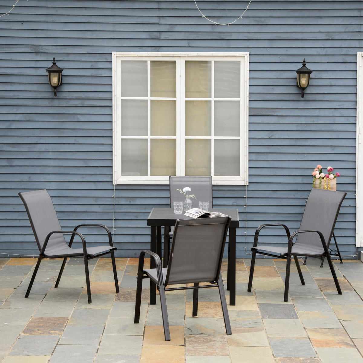 GARTENSTUHL Grau 4 Stück - Grau, Metall (54/95/75.5cm) - GiPP