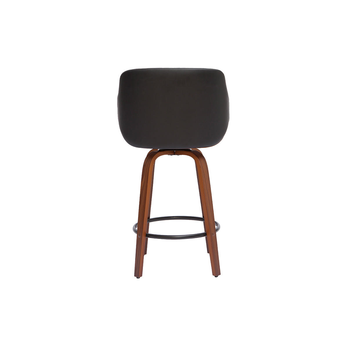 BARHOCKER Schwarz Dunkles Holz H65 cm PANACH - Walnussfarben, Textil (53/94/53cm) - Miliboo