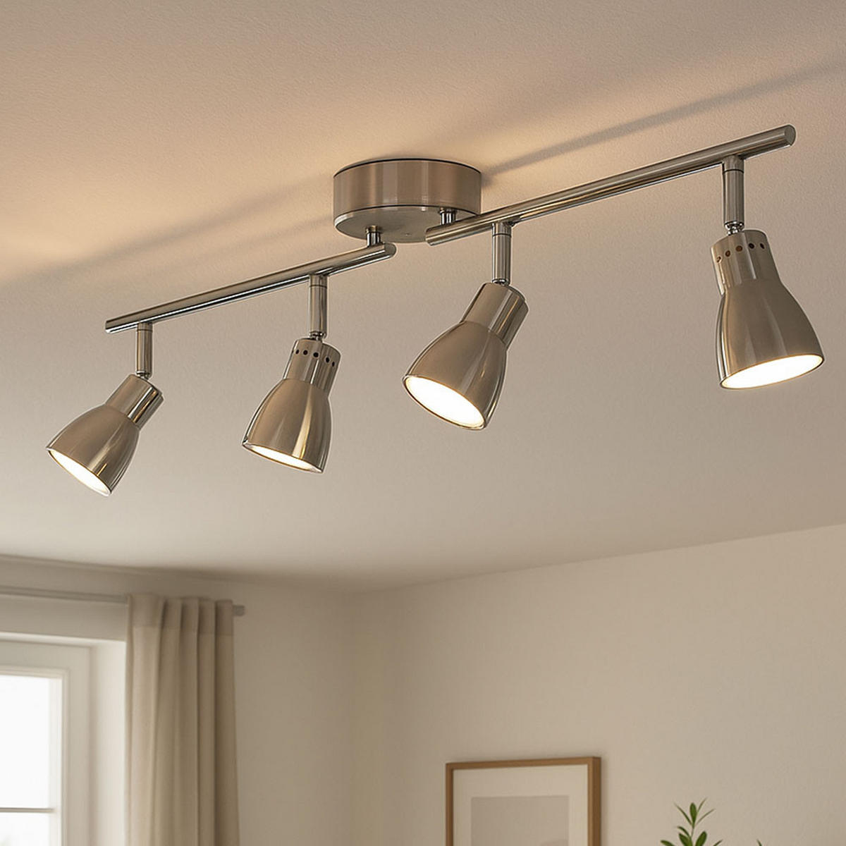 LED DECKENLEUCHTE GROSETTO Silber matt - Silberfarben, Metall (62.5/8/16cm) - Globo Lighting