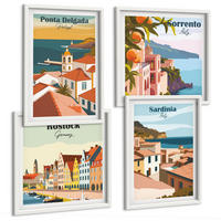 BILDER SET 4er Set - 50x50 cm & 40x60 cm Weißer Rahmen - Ansichten europäischer Häfen - Weiß, Kunststoff (50/50cm) - TULUP