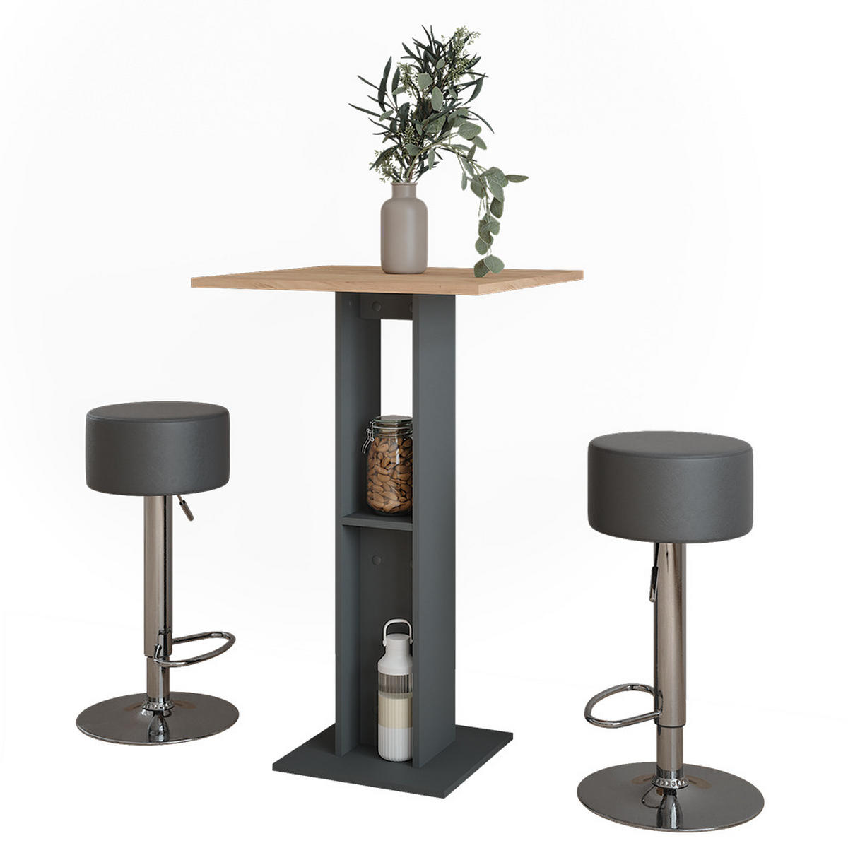 BAROVÝ STŮL Repose Zlatý dub power/antracit - medově dubová/černá, kompozitní dřevo (65/65/106cm) - Vicco