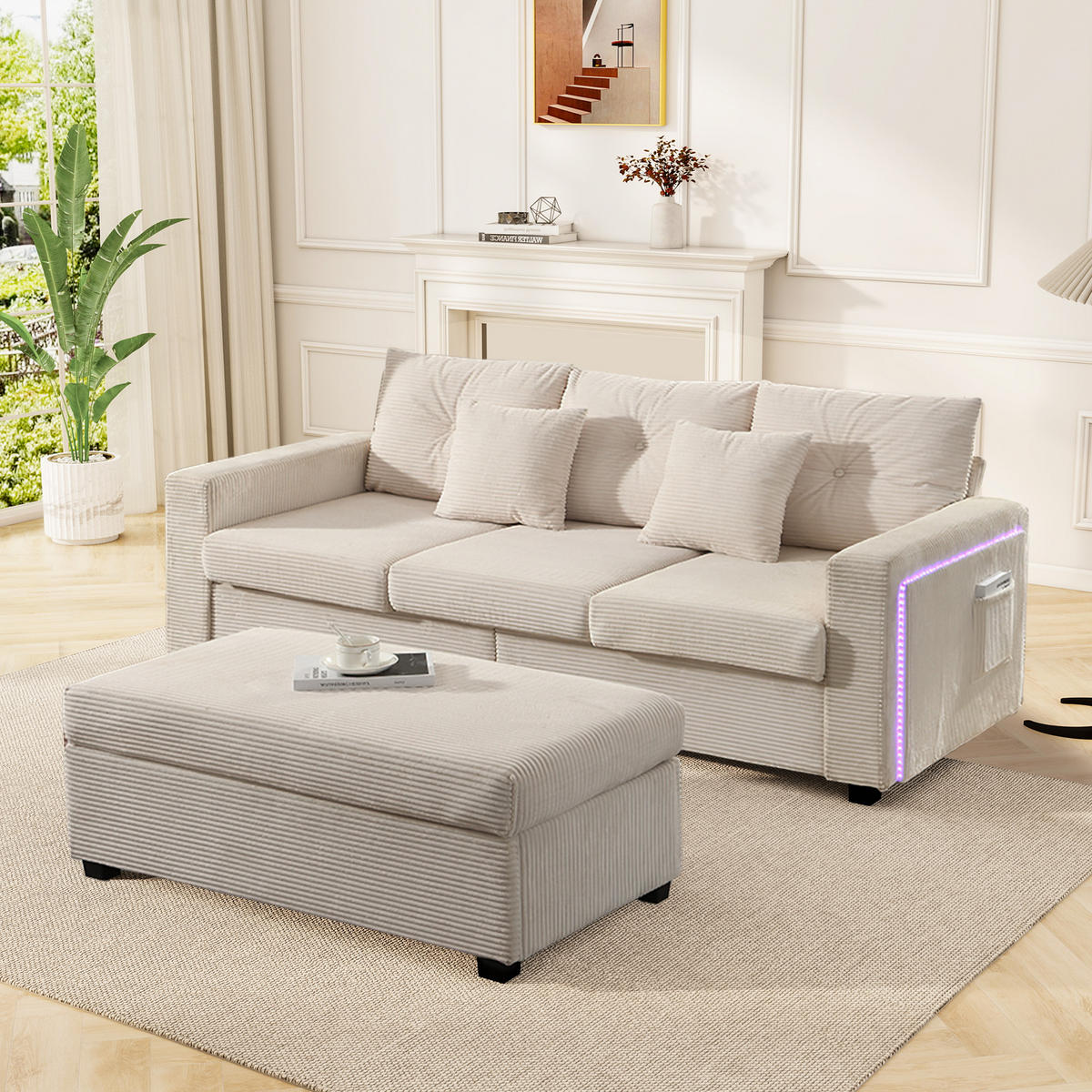 ECKSOFA 184/84,5/85,5 cm Beige - Beige, Textil (84.5/184cm)
