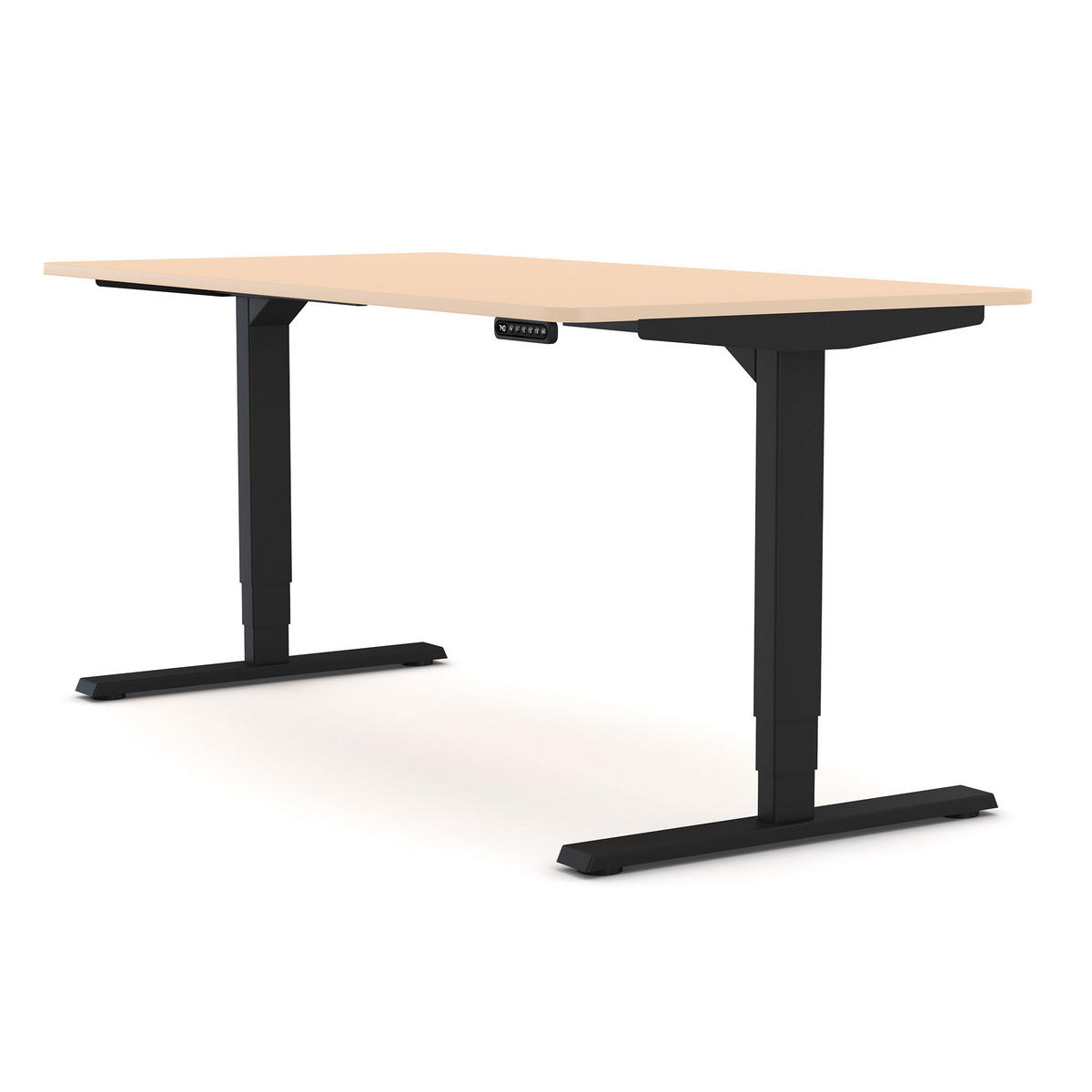 SCHREIBTISCH Elektrisch höhenverstellbarer Schreibtisch Y-Line Curved Kiesel Schwarz 180/80/62-127cm - Beige/Schwarz, Holzwerkstoff/Metall (80/180/127cm) - ASSMANN
