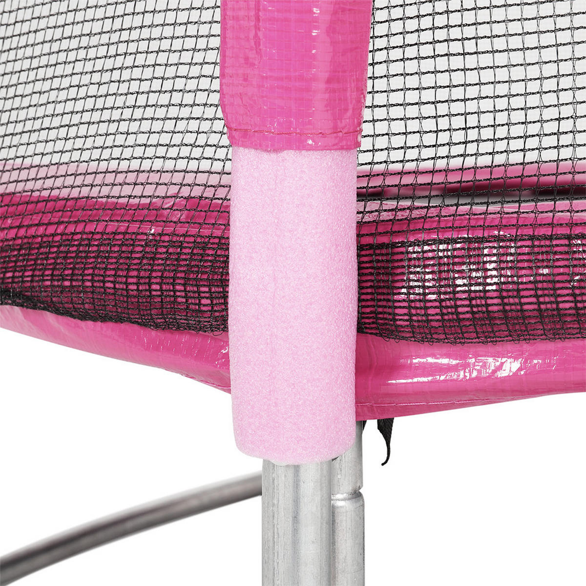 TRAMPOLIN aus Stahl, PP, EPE, Federn in Rosa + Schwarz mit Sicherheitsnetz für Kinder 150 cm Durchmesser x 160 cm Höhe - Pink, Metall (150/150/160cm) - Livingandhome
