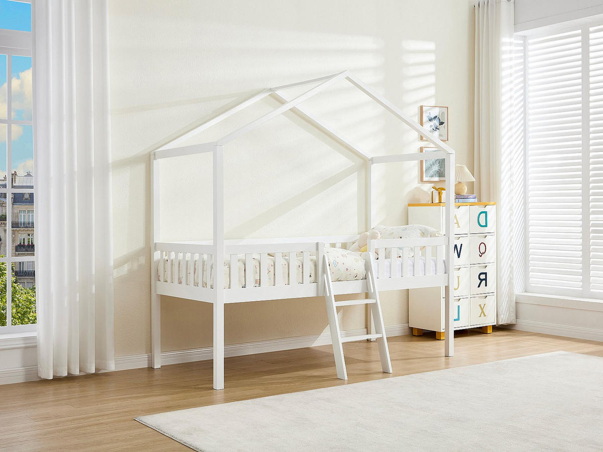 HAUSBETT - 1 Person - holz - weiß Naleny - Weiß, Holz (90/190cm) - Vente-Unique