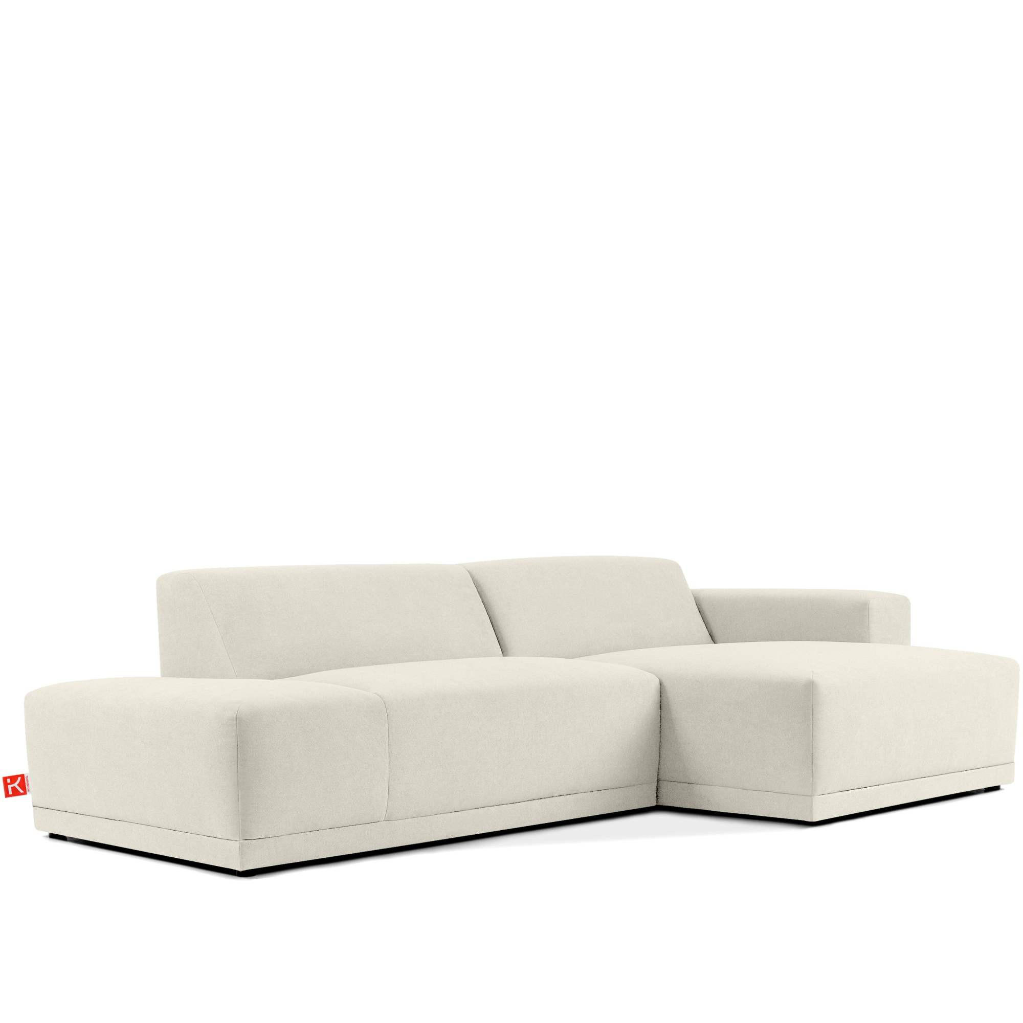 ECKSOFA RECHTS MUDI in moderner Optik mit hochwertigem Kaltschaum, Cord-Stoff, Creme - Creme/Schwarz, Textil (280/160cm) - KONSIMO®