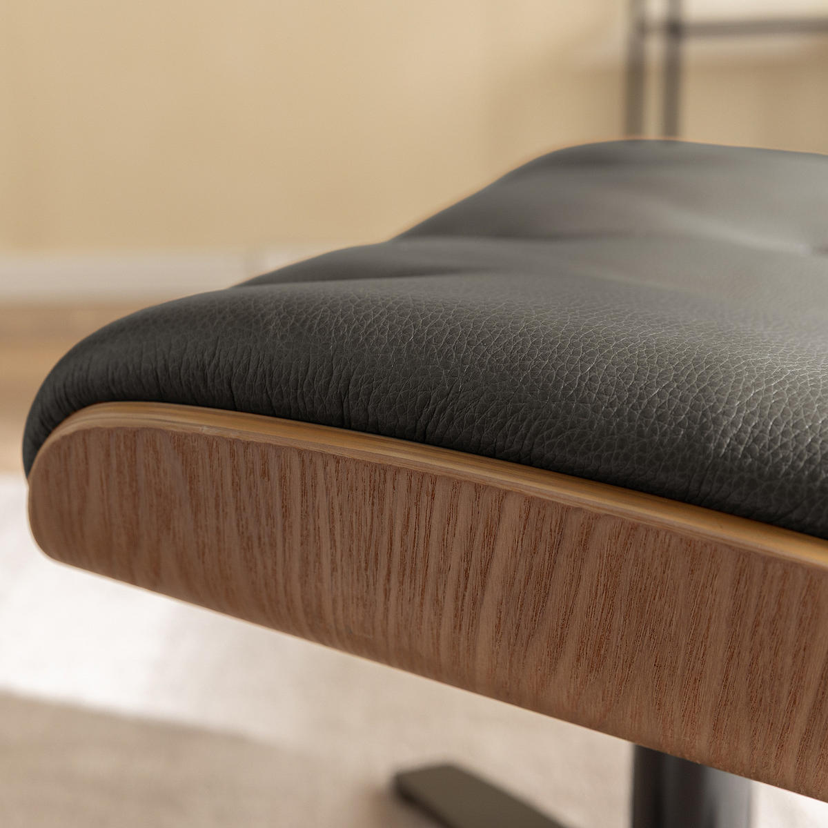 POLSTERHOCKER - Leder - Dunkelgrau/Grau, Leder/Metall (52/40/39cm) - home24