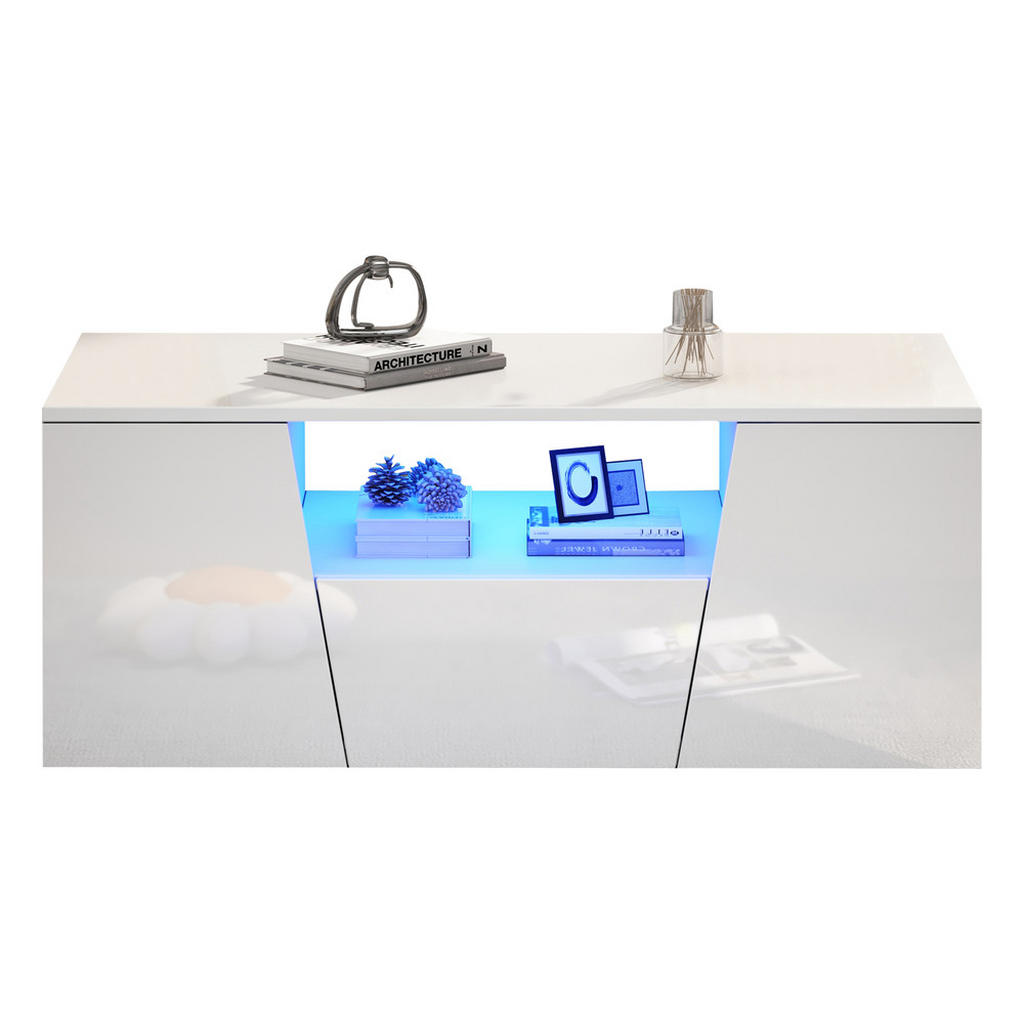FLIEKS KONFERENČNÍSTOLEK 100x50cm Bílý LED Zásuvky Skříň