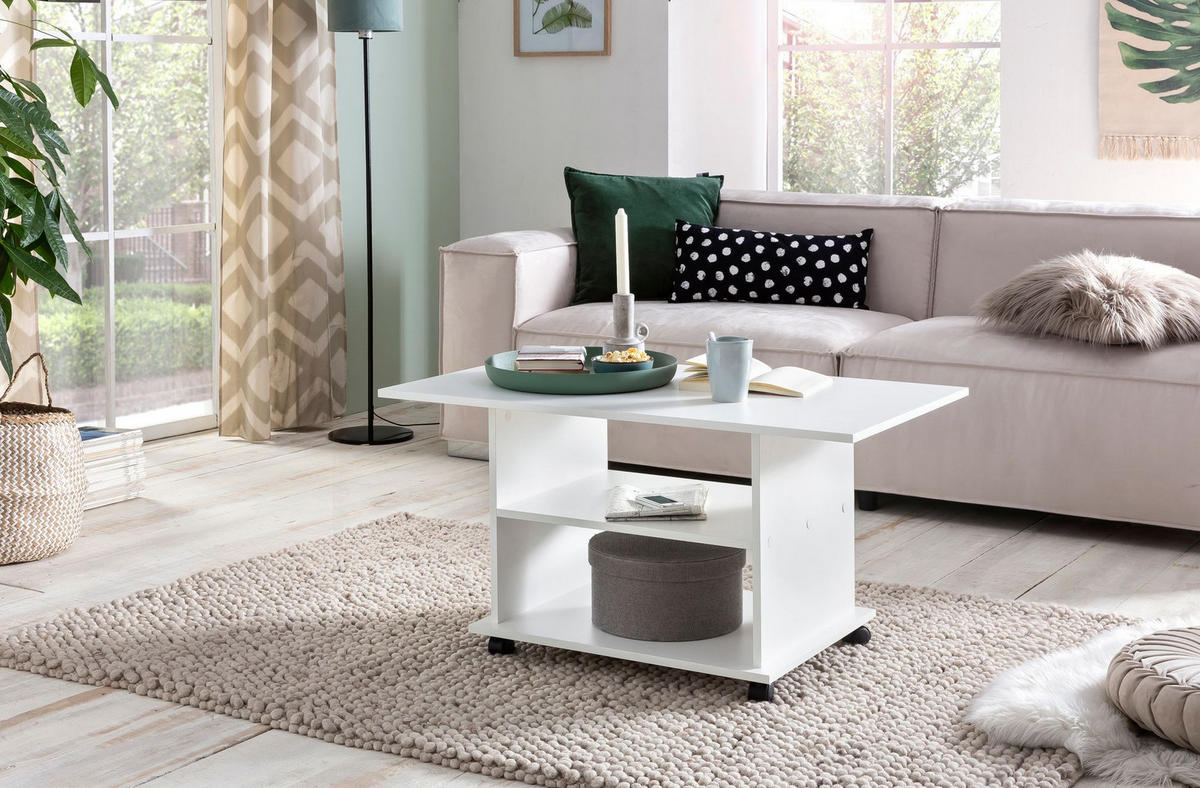 COUCHTISCH eckig ETELA Weiß - Weiß, Holzwerkstoff (95/54.5/51cm) - tinkaro