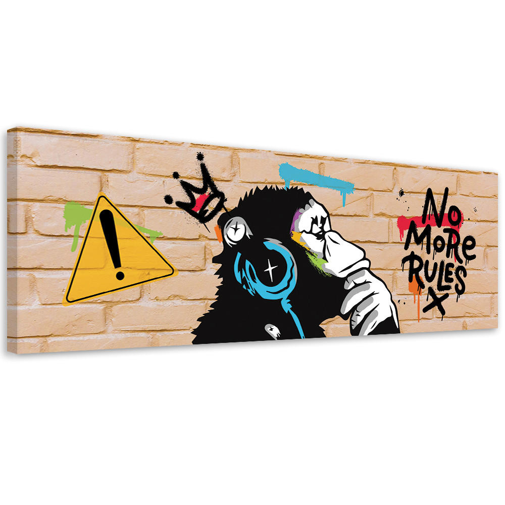 LEINWANDBILD, Banksy DJ-Affe 90x30cm - Braun, Textil (90/30cm) - Feeby
