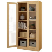 VITRINENSCHRANK abschließbar ELLO mit Glastüren 185x90x40cm Beige - Beige, Metall (90/185/40cm) - DELUKE
