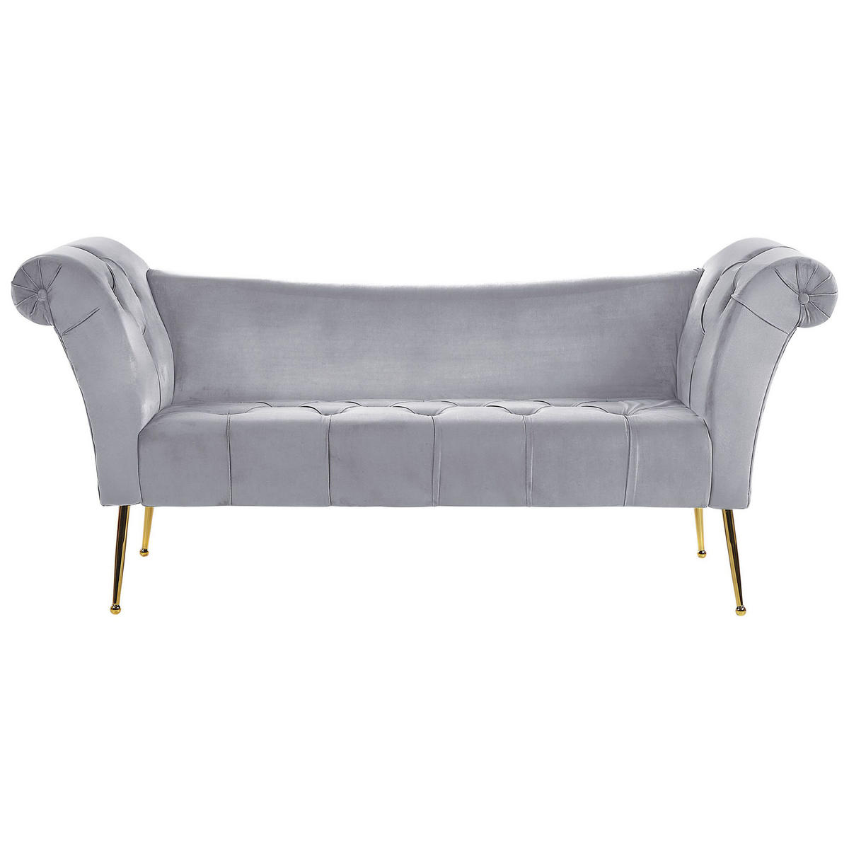 CHAISELONGUE Samtstoffhellgrau/gold Nantilly - Goldfarben/Grau, Textil (175/76/70cm) - Beliani