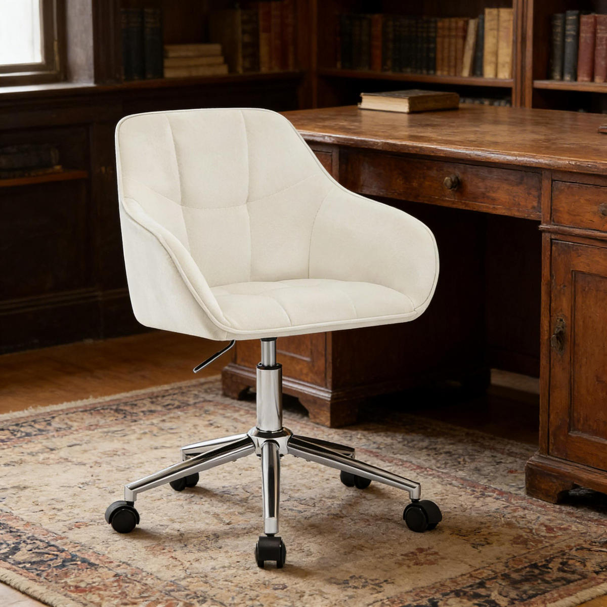 BÜROSTUHL Cremeweiß 40,5/40/86 cm - Creme, Metall (61/40/40.5cm) - PANGIVO