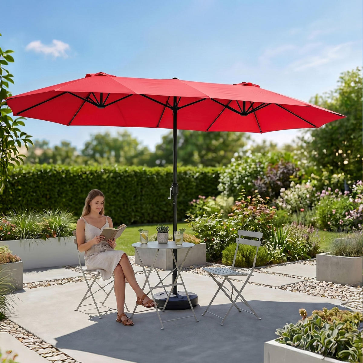 SONNENSCHRIM Rot 245/460 cm - Rot/Schwarz, Metall (460/270cm) - Akord