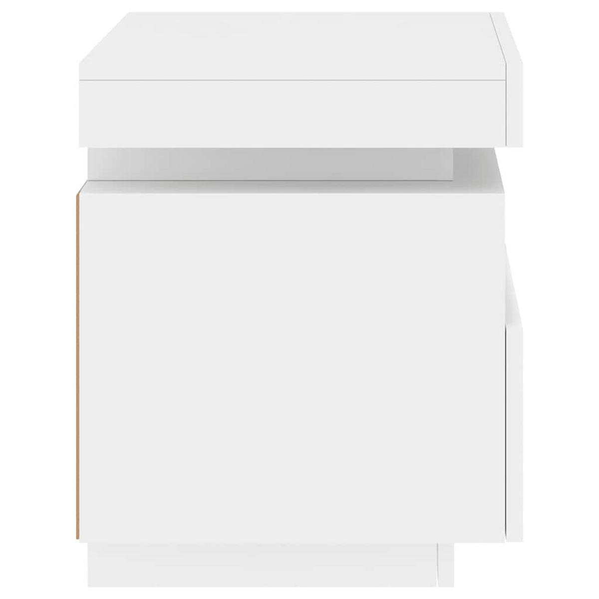 NACHTTISCH 2 Stk. mit Led-Leuchten 40/39/48,5 cm in Weiß - Weiß, Holz (40/48.5/39cm) - vidaXL