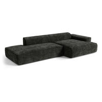 ECKSOFA rechtwinklig HANA Strickvelours Dunkles Anthrazit 300cm - Dunkelgrau/Anthrazit, Textil (300/155cm) - Premium Interiors