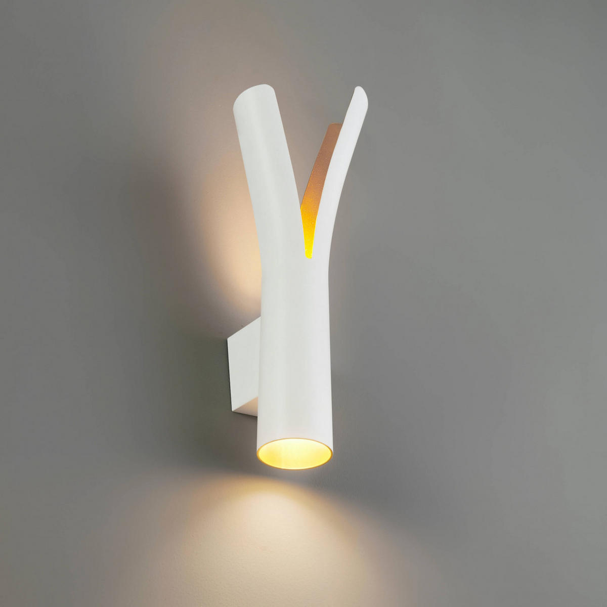 WANDLEUCHTE Nelia, Weiß und Gold, 42.5cm - Goldfarben, Metall (14.5/42.5/9.5cm) - KOSILUM