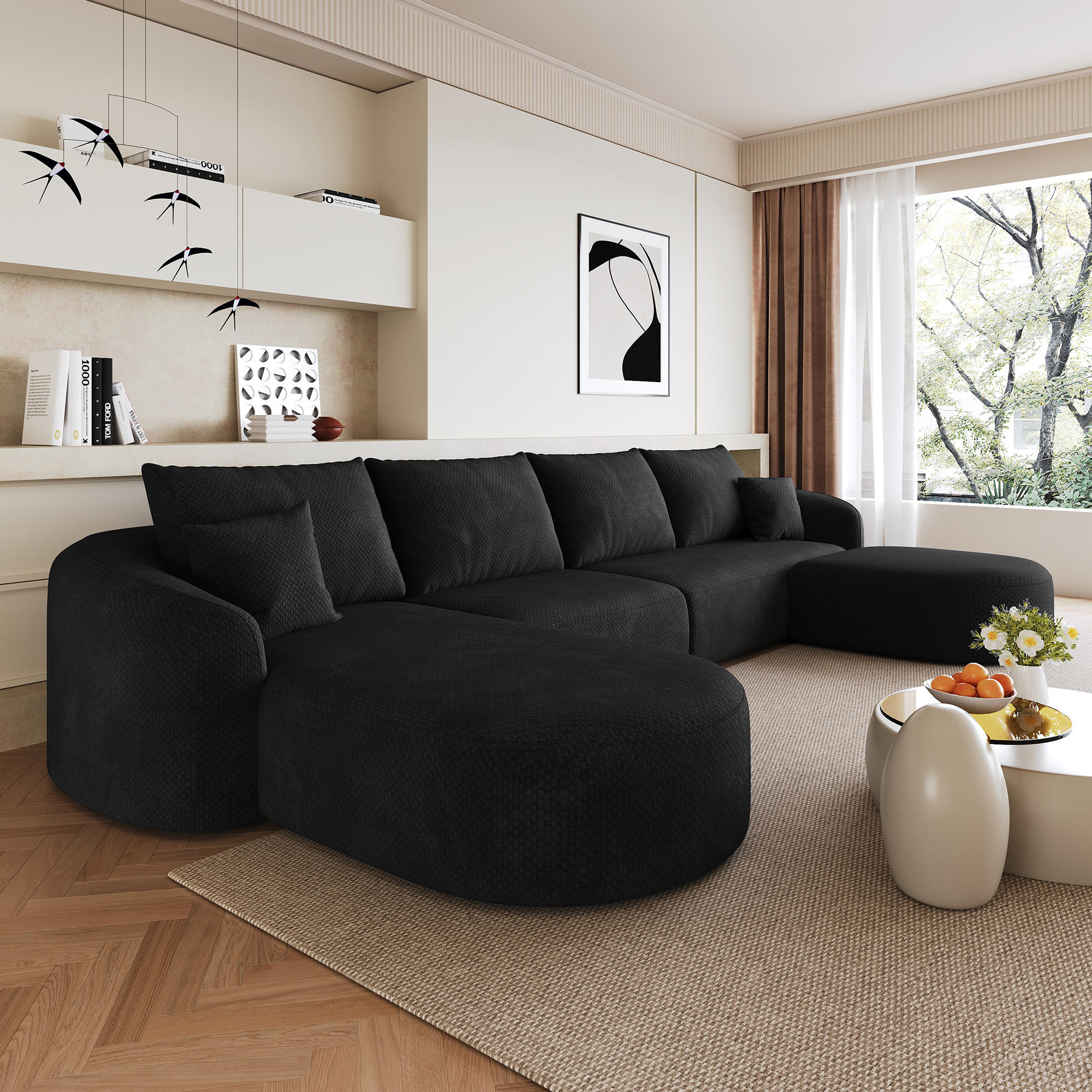 ComfortXL Wohnlandschaft Schwarz 168x85x336 cm