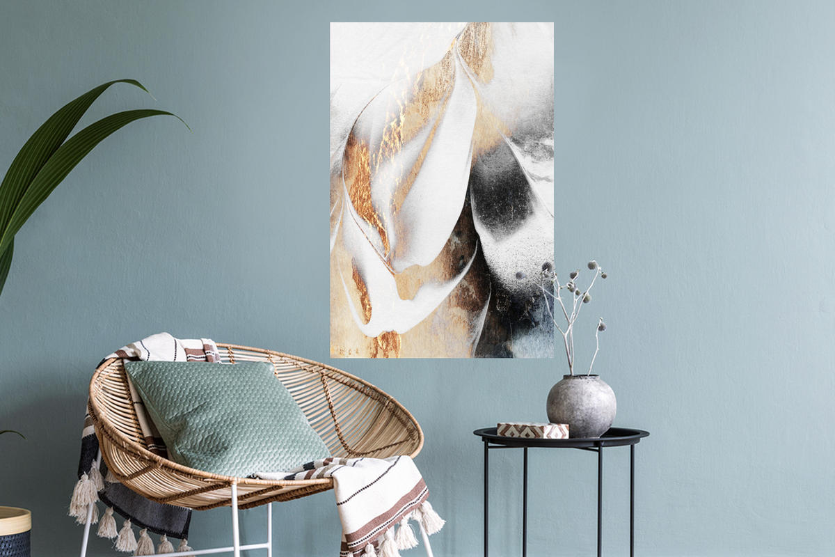 WANDTATTOO Luxus - Abstrakt - Gold - Weiß 40x60 cm - Goldfarben, Kunststoff (40/60/0.1cm) - MuchoWow