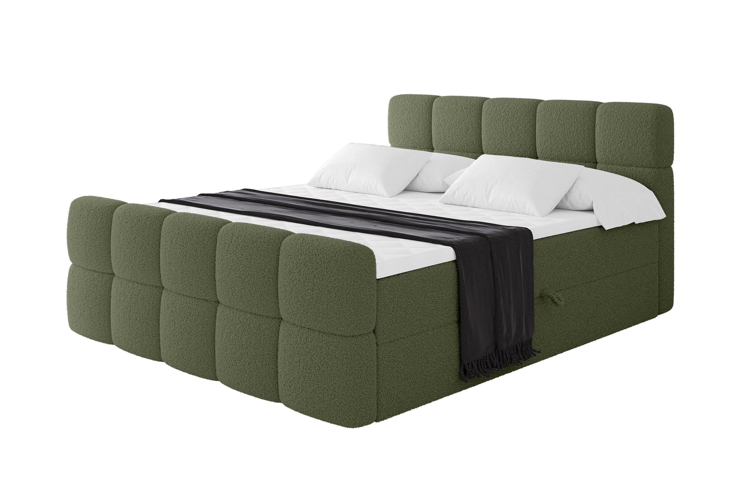 BOXBETT mit Matratze H4 - FAMA-Z - 160x200 cm Grün Quelle - Grün, Holzwerkstoff (160/200cm) - ALTDECOR