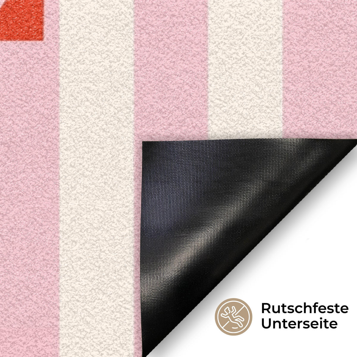FUSSMATTE Zartrosa – Rot – Streifen – Chill 60x40 cm - Rosa, Kunststoff (60/0.4cm) - MuchoWow