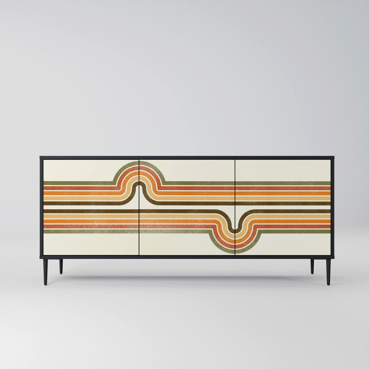 SIDEBOARD EXCEPTIONAL STREAM, Eicheneffekt, 164,5x42x77,5 cm, 3 Türen - Eichefarben/Buchefarben, Holzwerkstoff/Buchenholz (164.5/77.5/42cm) - SpaceRebels