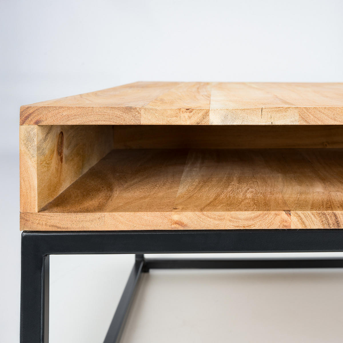 COUCHTISCH - Akazie / Schwarz - Schwarz/Akaziefarben, Holz (80/80/40cm) - home24