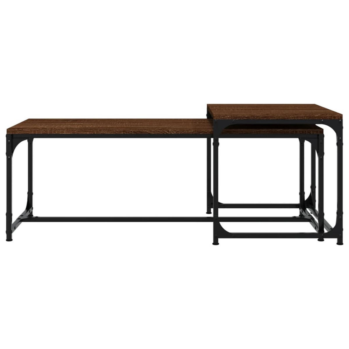 COUCHTISCHE 2 Stk. Braun Eichen-Optik Holzwerkstoff - Braun, Holzwerkstoff (100/50/40cm) - furnicato