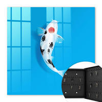 SCHLÜSSELBOX Schwarz 30x30 cm- Türöffnung nach rechts - Koi-Karpfen - Blau, Metall (30/30/5cm) - TULUP
