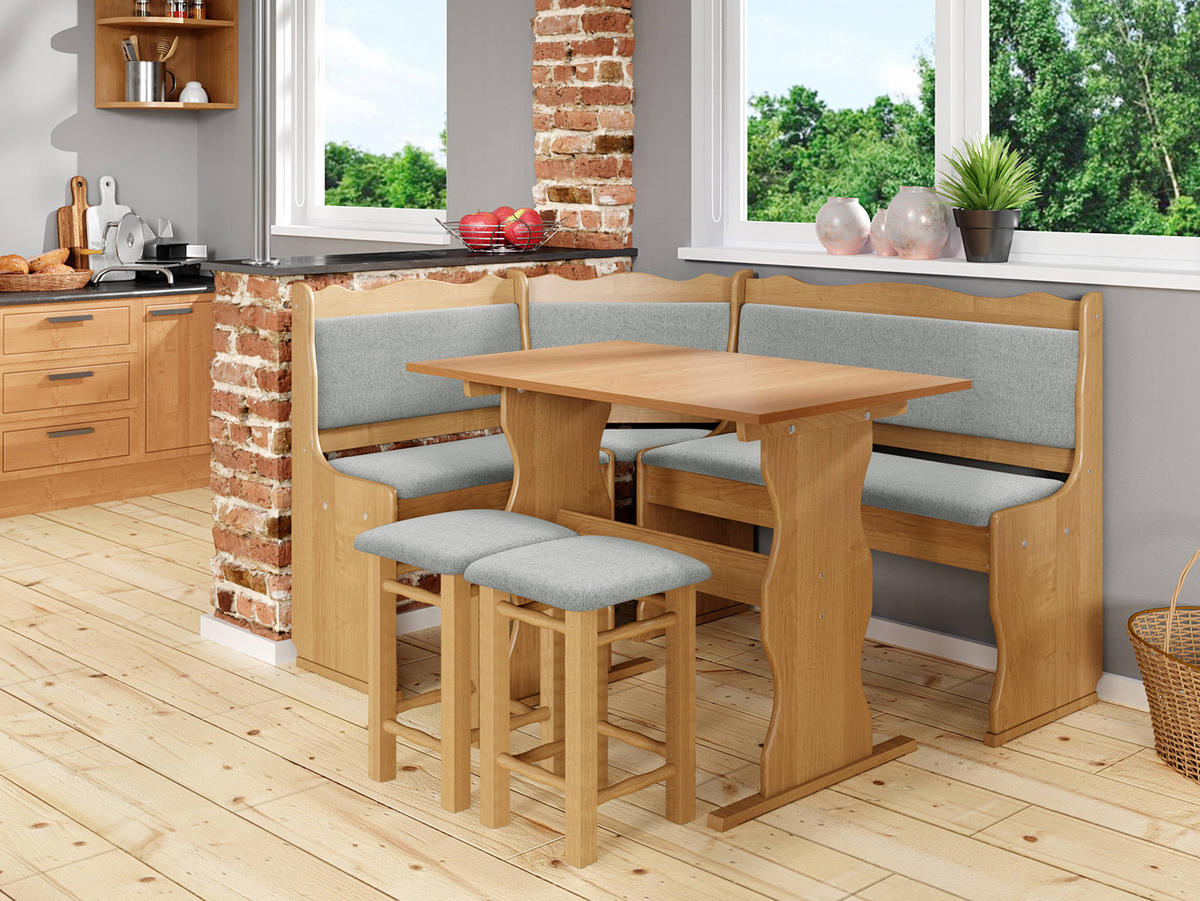 ECKBANKGRUPPE Mini - Erlefarben/Grau, Holz (145/87/105cm) - MIRJAN24