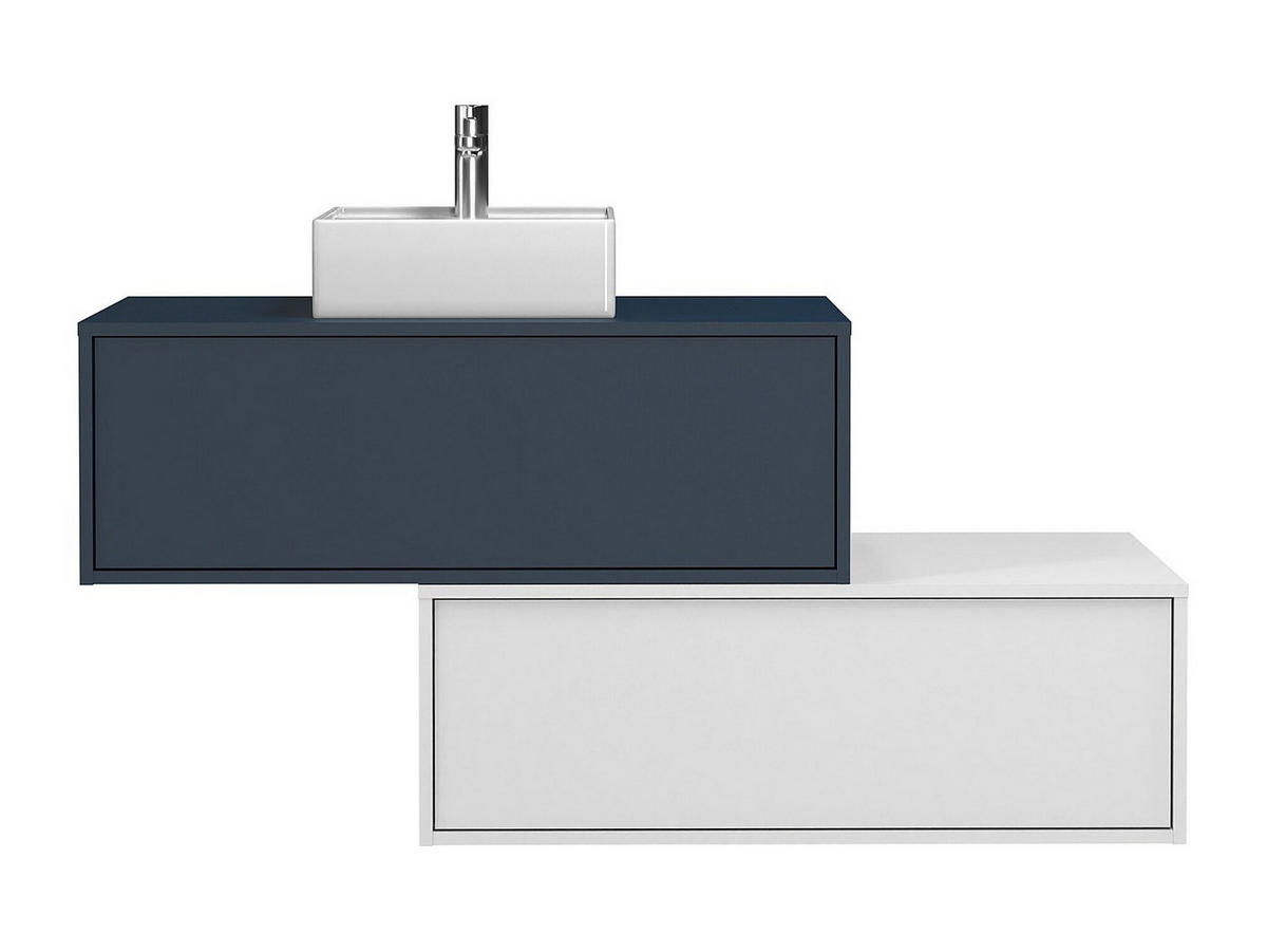 EINZELWASCHTISCH - 94cm x 47cm - Holzspan - marineblau, weiß - TEANA - Blau, Holz (94/32/47cm) - Vente-Unique