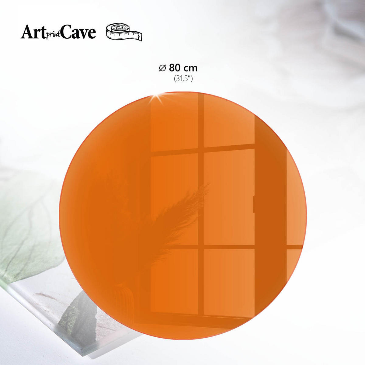 TISCHPLATTE fi80 cm – Kräftiges Orange - Grau, Glas (80/80/0.4cm) - Wallfluent
