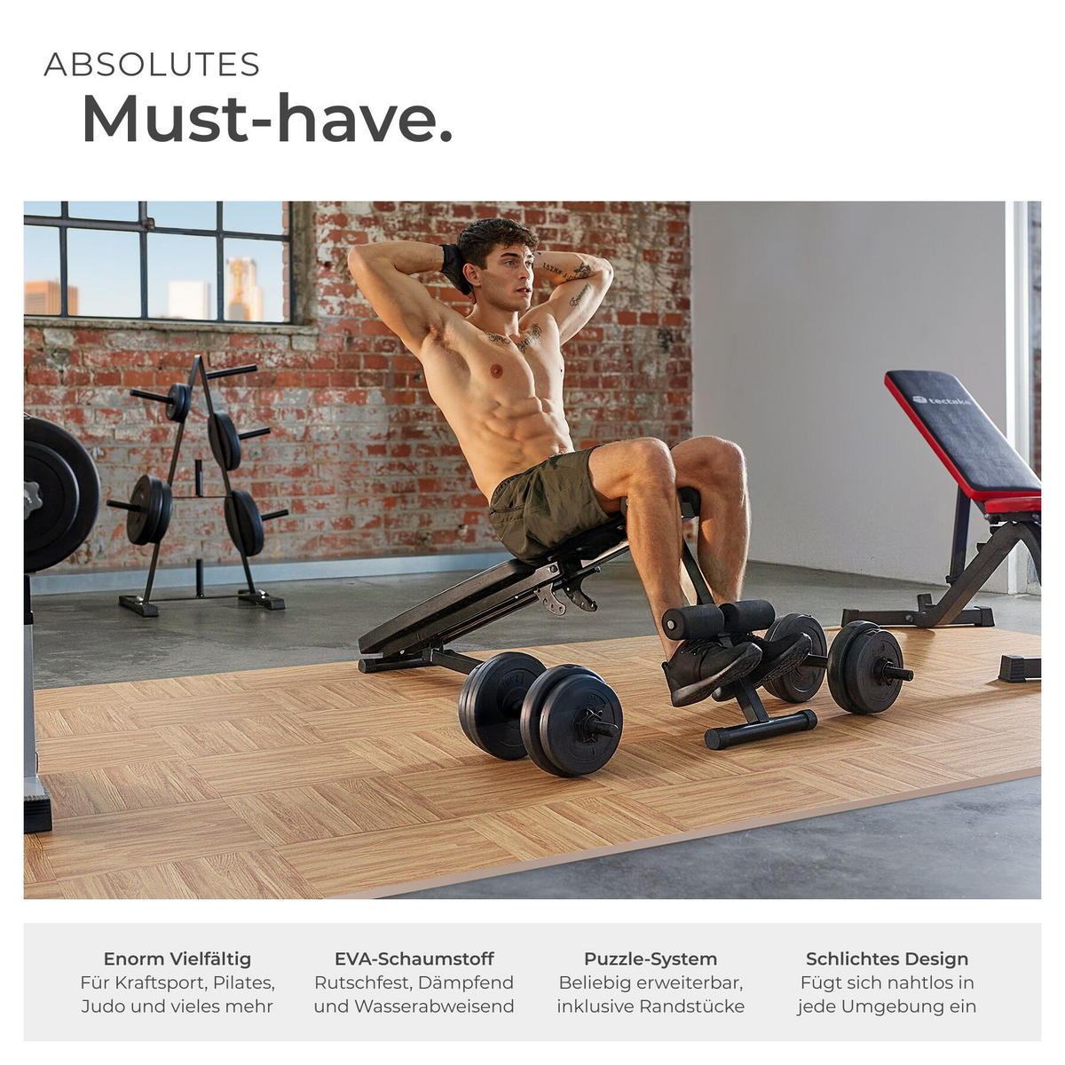 SCHUTZMATTENSET , leichte Reinigung und flexibel erweiterbar, holzdekor - Eiche Artisan, Kunststoff (124/307cm) - tectake