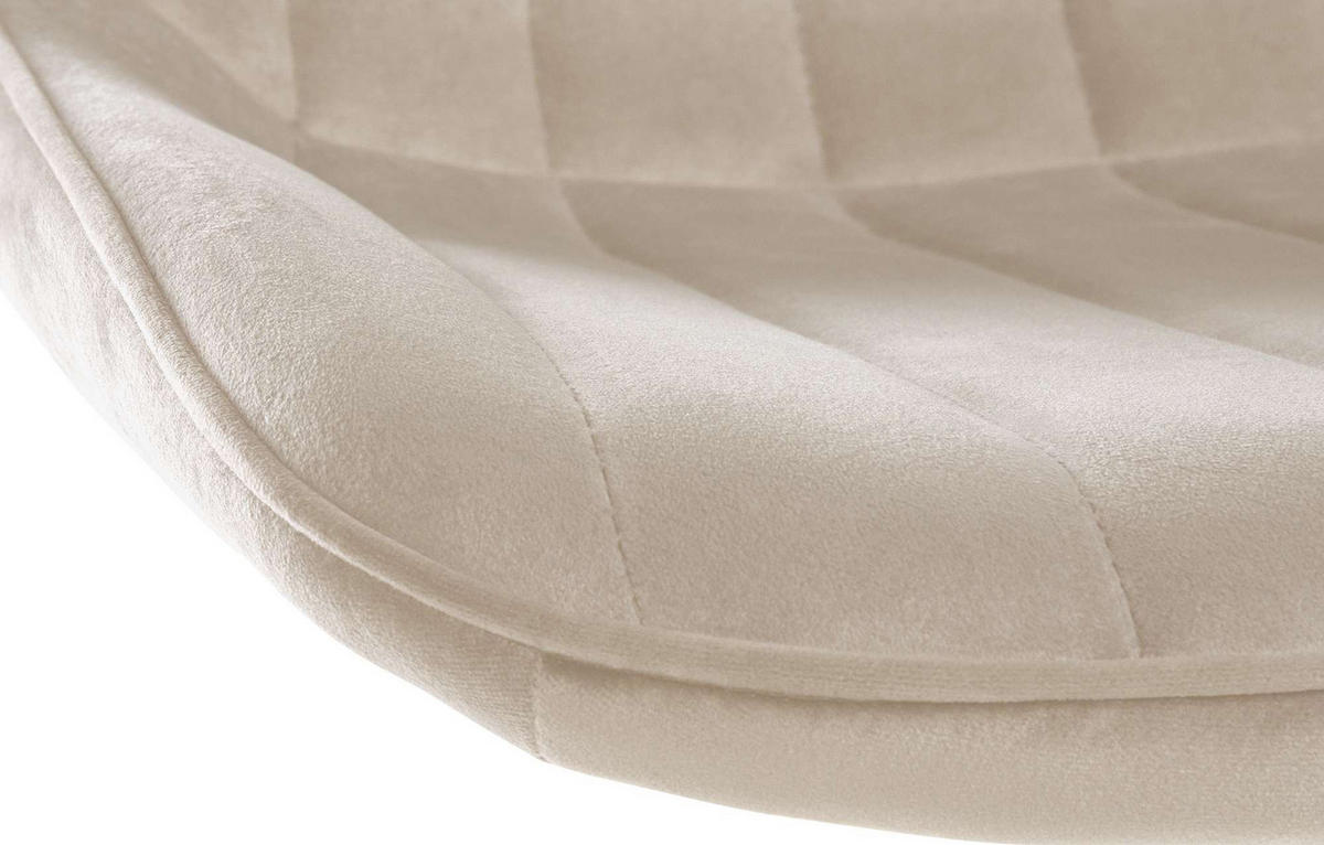 BARHOCKER Tolor Samt chrom creme - Chromfarben/Naturfarben, Textil/Metall (49.5/112/50cm) - TPFLiving