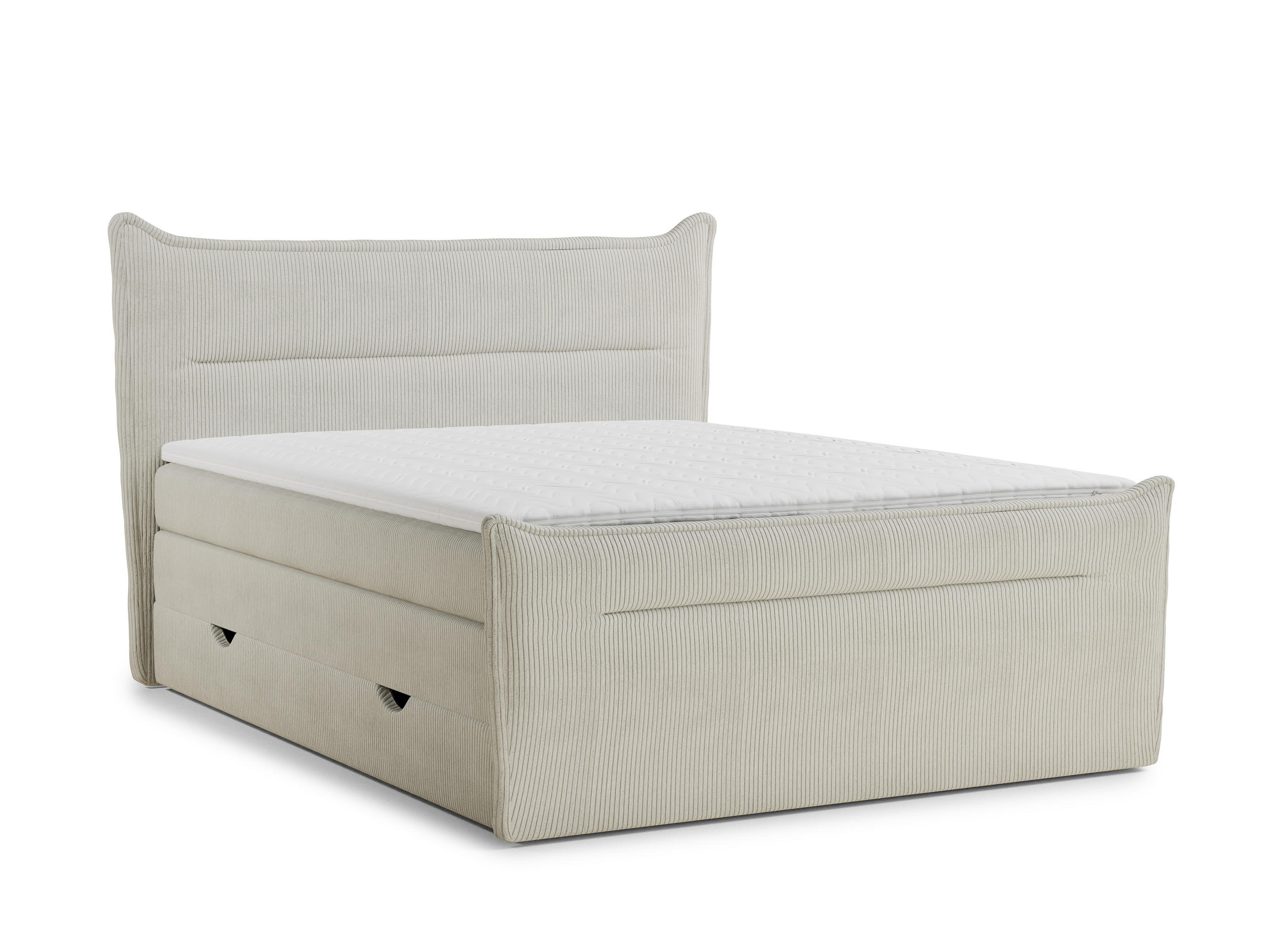 BOXSPRINGBETT Pelino 160/200 cm, in Creme, Bettkasten, Matratze, Topper - Creme/Schwarz, Holz/Holzwerkstoff (160/200cm) - Maison de Reve