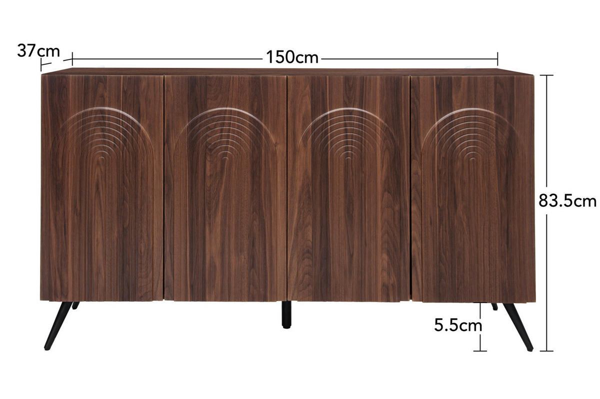 SIDEBOARD 150/38/83 cm walnussbraun aus Holzwerkstoff mit verstellbaren Einlegeböden - Walnussfarben, Holzwerkstoff (150/83/38cm) - OKWISH