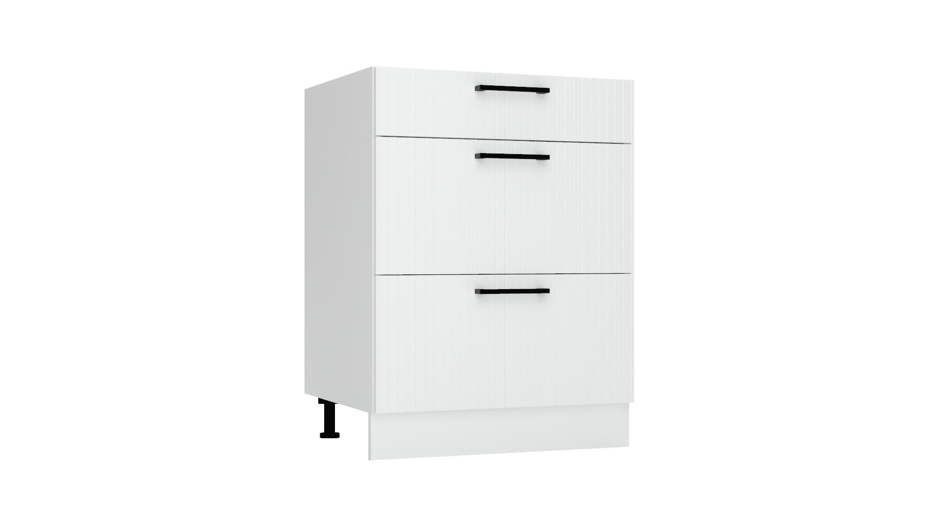UNTERSCHRANK D60S3 - KENDRO - 3 Schubladen für effiziente Organisation - Weiß, Holz/Metall (60/82/52.4cm) - ROYAL24_MARKT