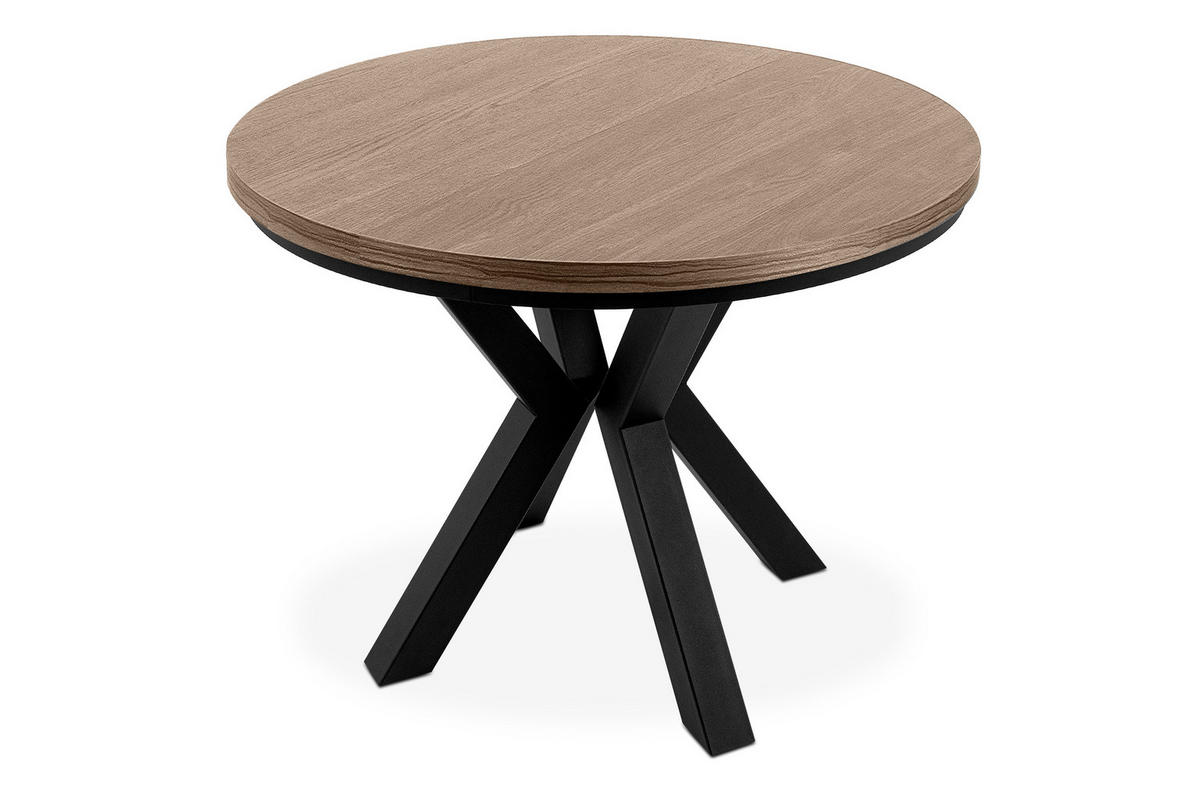 ESSTISCH ROSTEL Ausziehbar 100-140cm Rund, lefkas/schwarz - Schwarz/Braun, Holz (100/140/75cm) - KONSIMO®