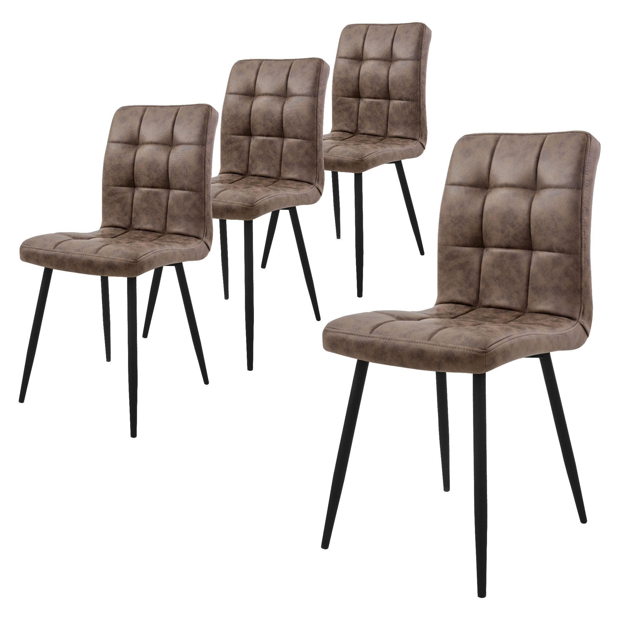 ML-DESIGN JÍDELNÍ ŽIDLE, sada 4 ks, hnědá, umělá kůže