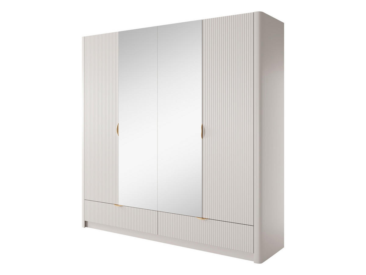 DREHTÜRENSCHRANK Lante - Beige/Goldfarben, Holzwerkstoff/Metall (213/209/55cm) - MIRJAN24
